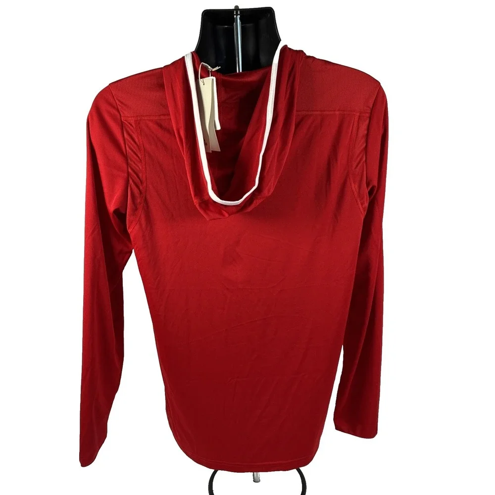New Mens Adidas Team Hoodie 1/4 Zip Size Small NWT Red White $45 Lightweight
